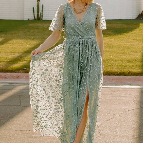 Baltic Born Marseille Embossed Maxi Dress | Eucalyptus Size 3XL3XL - Picture 2 of 7